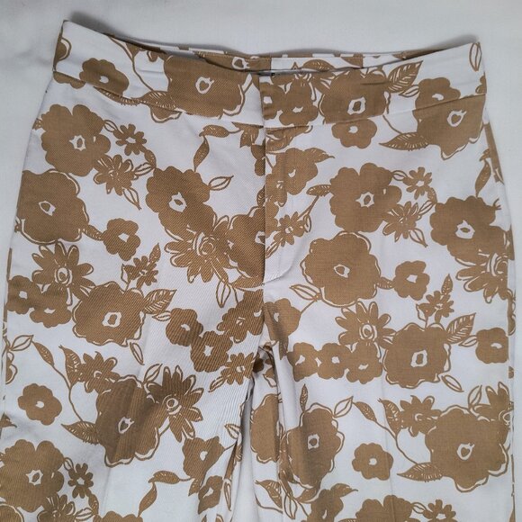 Vintage Y2K Summer White/Tan Flower Print Capris - Women's 8P (Petite) - Picture 4 of 6